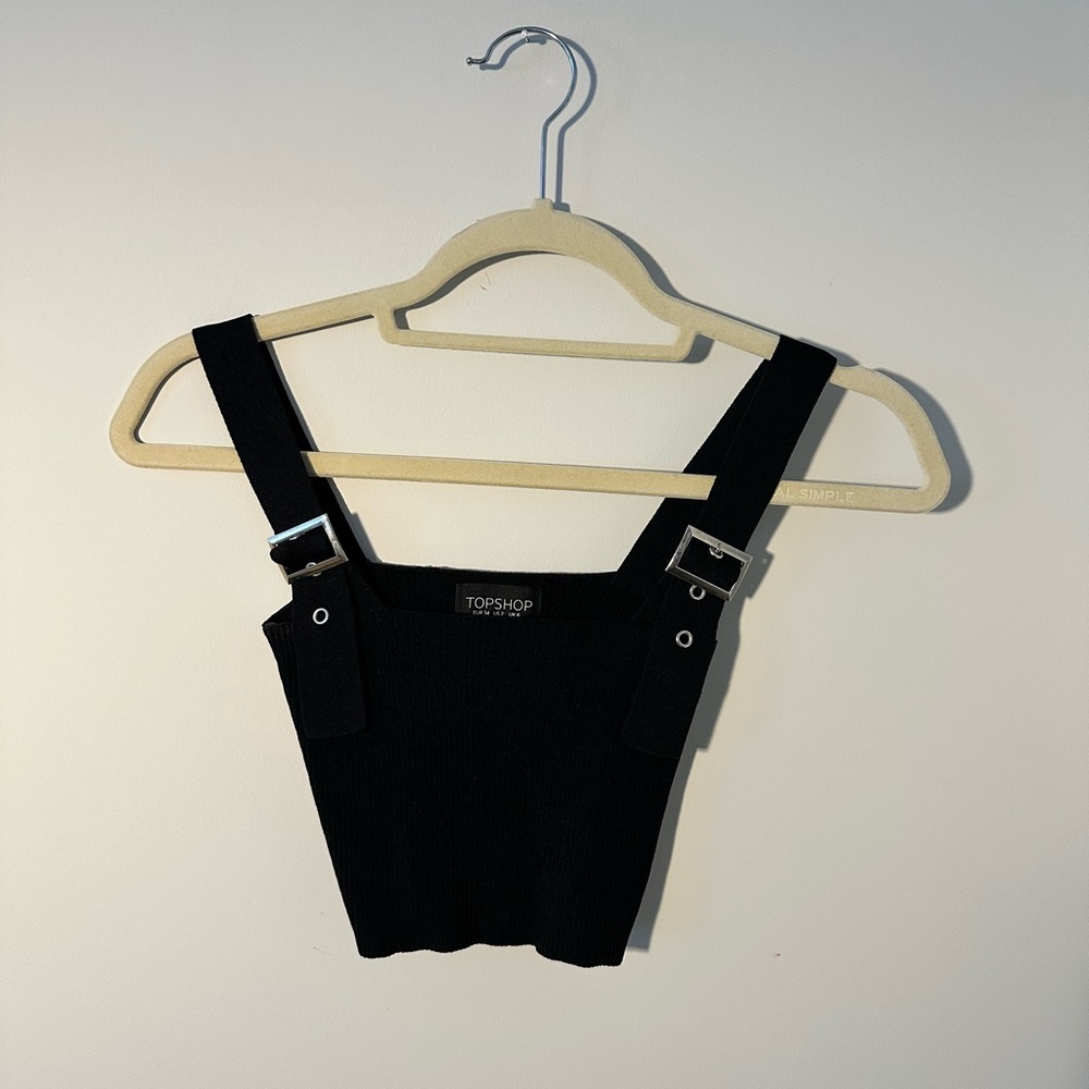 Topshop Ribbed Buckle CropTank Top